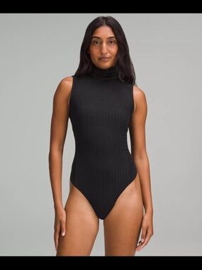 lululemon athletica Black Ribbed Sleeveless Turtleneck Bodysuit